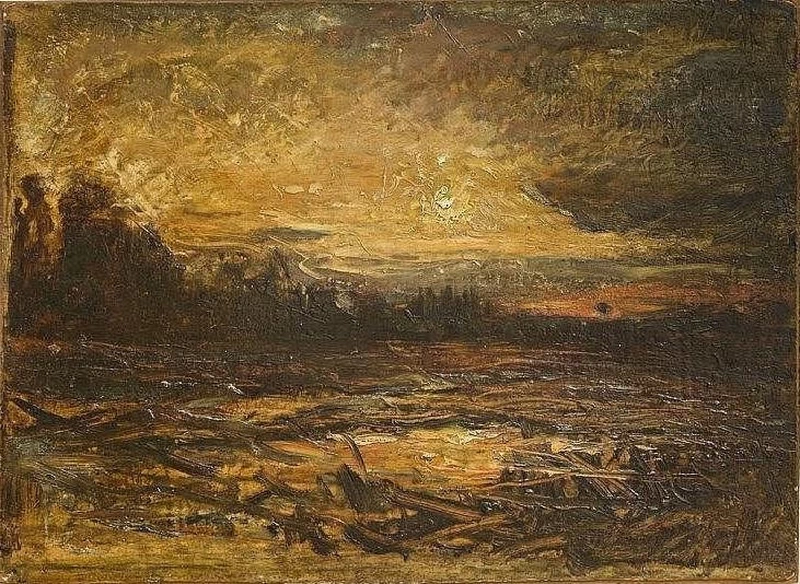 Tramonto sul lago a Morestel, 1874 c